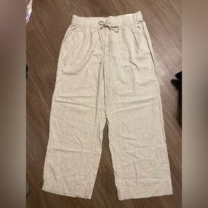 Lane Bryant Linen Blend Light Beige Wide Leg Pants 16L/16T
